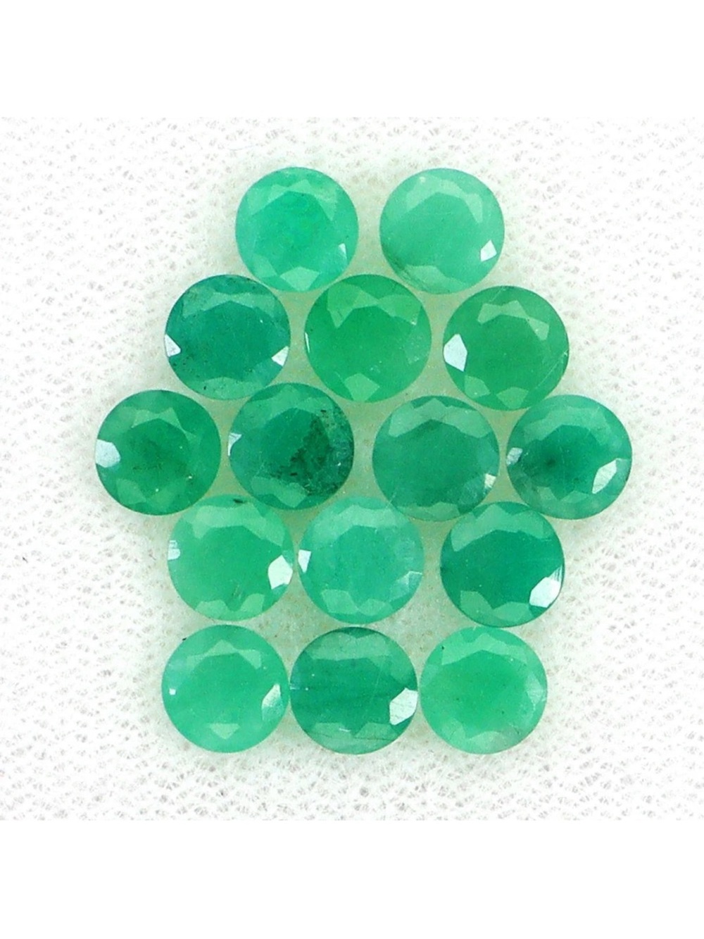 7.30CT Genuine Green Emerald Round Cut 5-5.2mm Gemstone Lot 15PCS